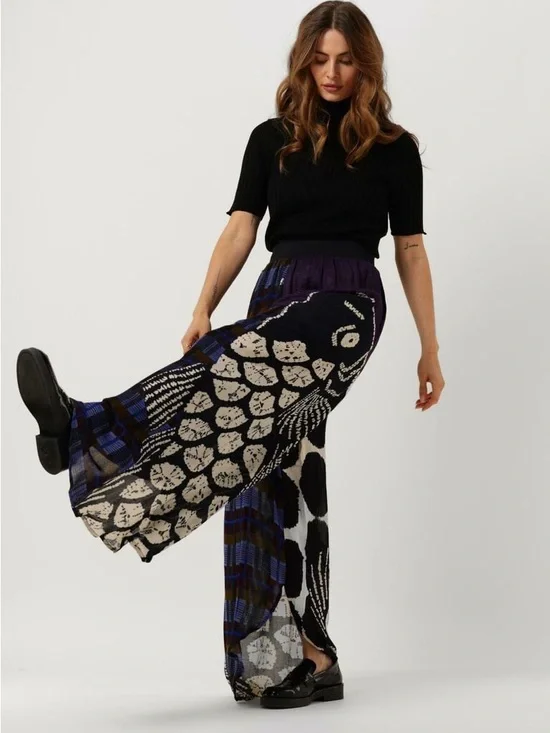 Mes Demoiselles Paris Blue, Purple & Black Wide-Leg Palazzo Pants - Picture 9 of 11